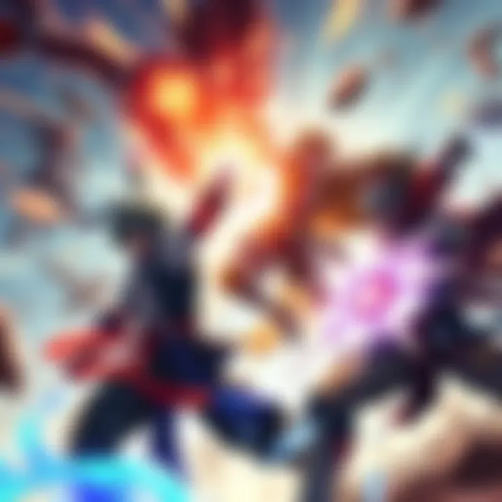A dynamic scene showcasing characters from Eden's Zero, Zenless Zone Zero, and Genshin Impact in an action-packed battle, highlighting their unique fighting styles.