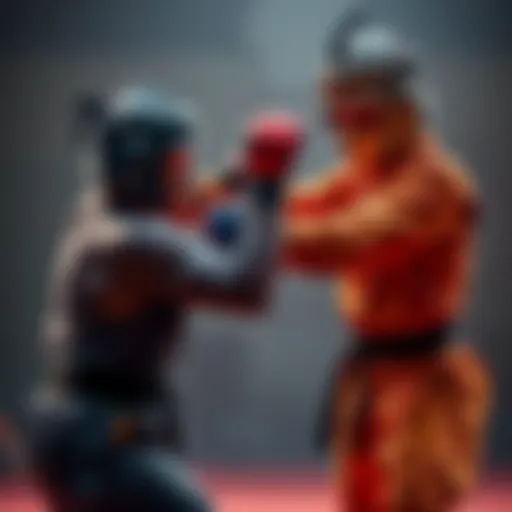 A fighter demonstrates multiple parries in a training session, showcasing timing and precision with a focus on defensive strategies.