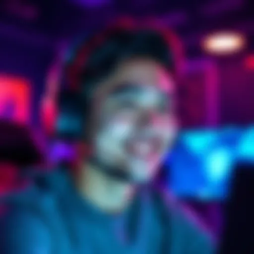 A person wearing a headset equipped with a new comfortable head strap, smiling and enjoying a gaming session.