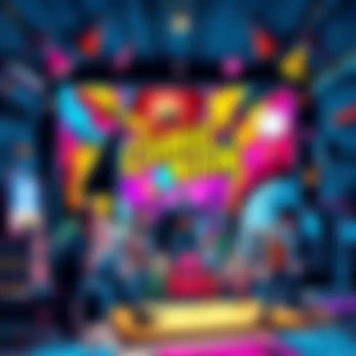 Colorful comic book opening art Bright and vibrant comic book opening displaying various characters and scenes that showcase creativity and storytelling