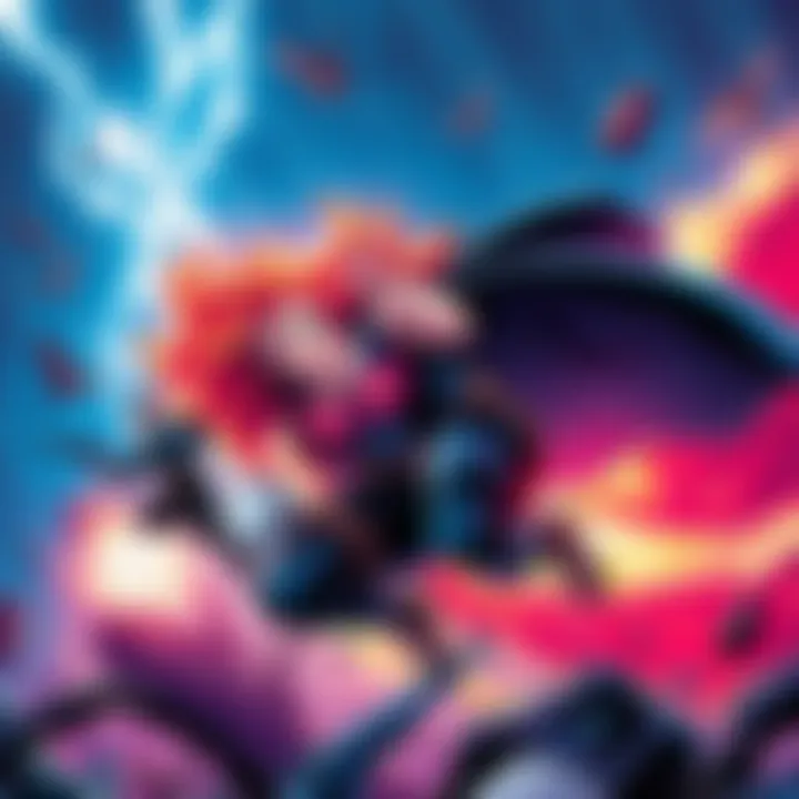 A colorful comic book cover featuring characters from Downpour, showcasing dynamic action scenes and artistic styles, appealing to comic fans.