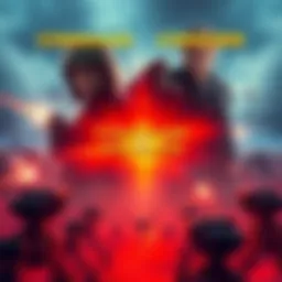 A scene depicting a modernized Command and Conquer game interface featuring iconic characters Nod and Kane, surrounded by military units and futuristic landscapes.