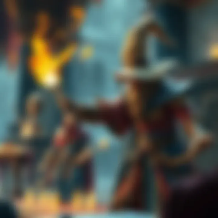 A wizard casting a Command spell on an NPC, who looks confused and hesitant, in a fantasy tabletop RPG setting.