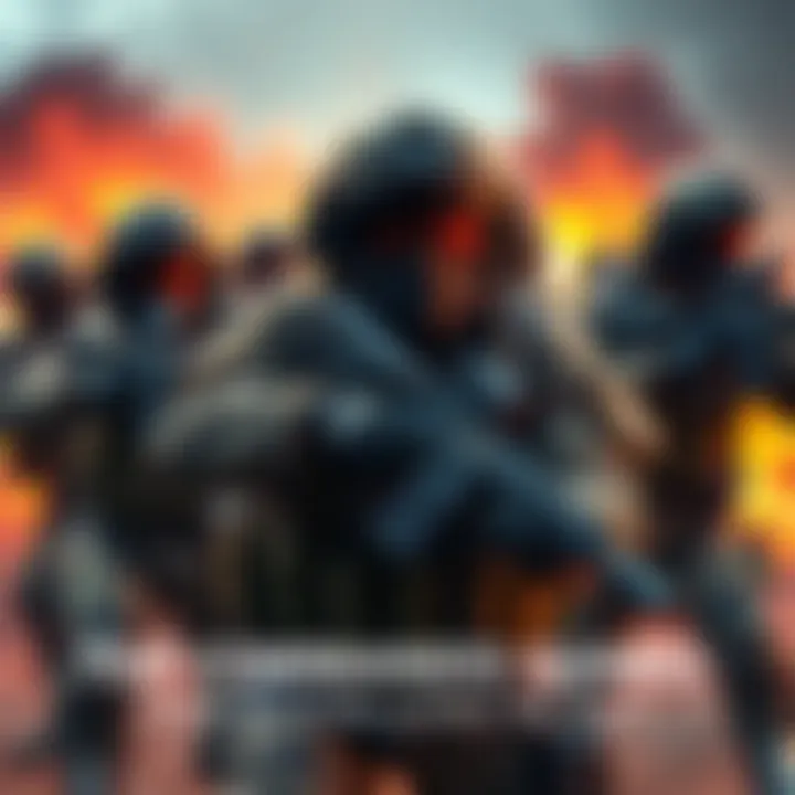 Commando action scene A group of commandos in military gear engaged in an intense action sequence