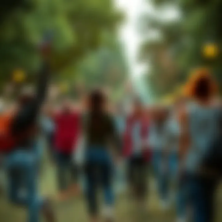 People celebrating together in a park, symbolizing resolution and peace in the community after recent tensions.