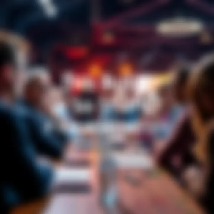 People discussing an unconventional build in a forum setting, some looking skeptical while others appear interested and engaged.