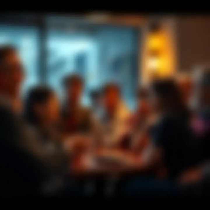 A group of people discussing opinions on how to address David's behavior in a lively conversation.