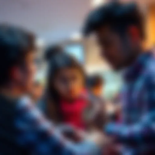 Community discussion on mental health People engaging in a serious discussion about mental health on forums, showing concern and support for one another.