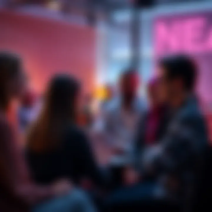 People discussing social issues A group of people engaged in a serious discussion about social issues in a community setting.