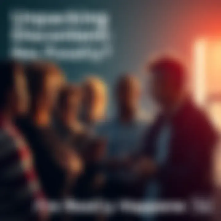 Group of people engaged in a serious conversation about community issues