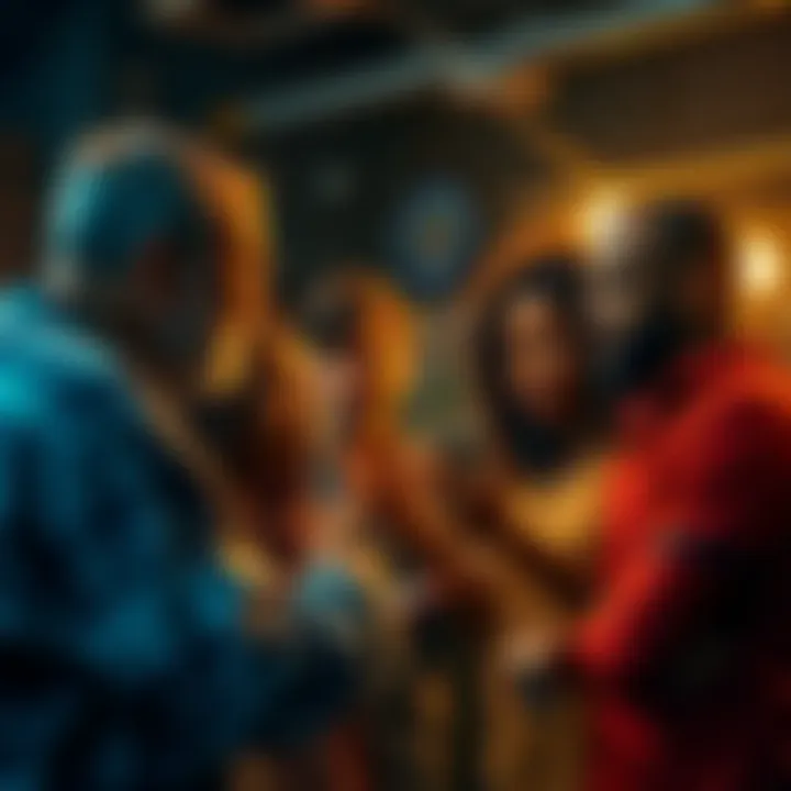 Community Discussion A group of people talking and showing expressions of concern about recent events in the main sub.