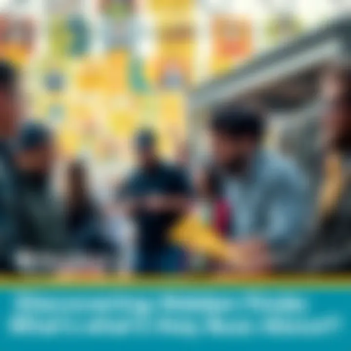 A group of people discussing and sharing their finds at a local gathering.