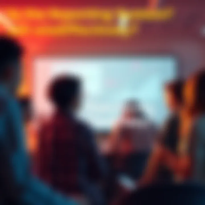 Community Feedback Discussion People discussing the effectiveness of a reporting system in a group setting.