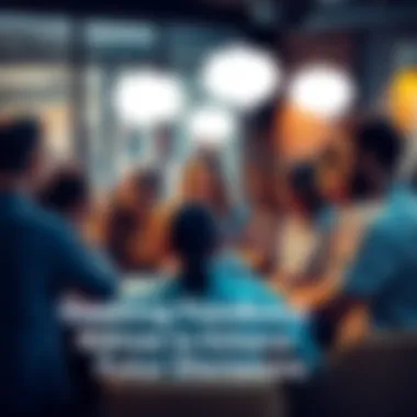 Community Feedback Discussion A group of diverse people sharing ideas and feedback in a discussion setting, with speech bubbles illustrating their thoughts.