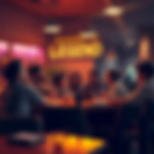 A group of people discussing the leaked legend with excitement and curiosity in a cafe setting.