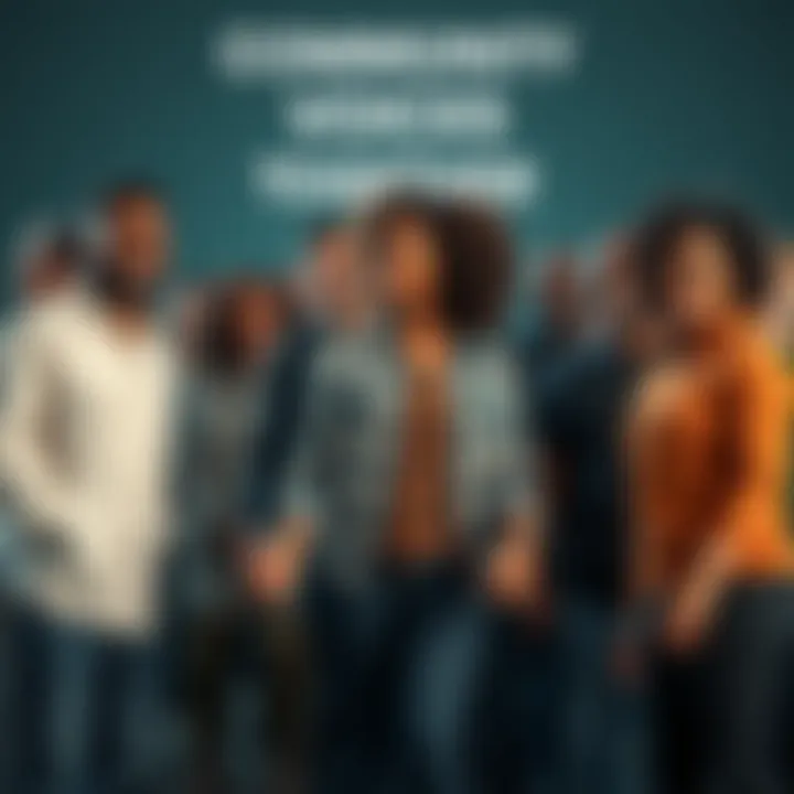 A diverse group of people standing together, smiling and holding hands, symbolizing unity and belonging in a community