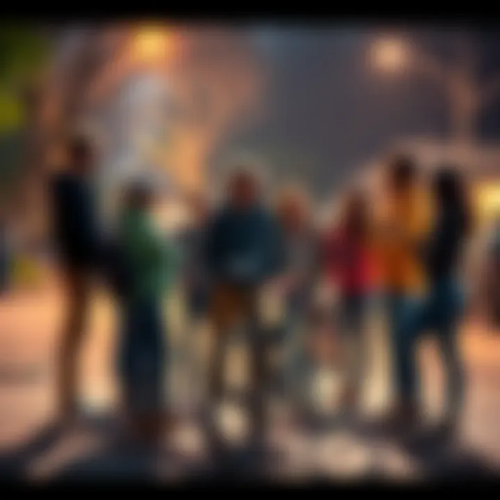 Community members discussing bike recovery Group of people gathered around a bike, talking about ways to prevent bike theft and share recovery tips.