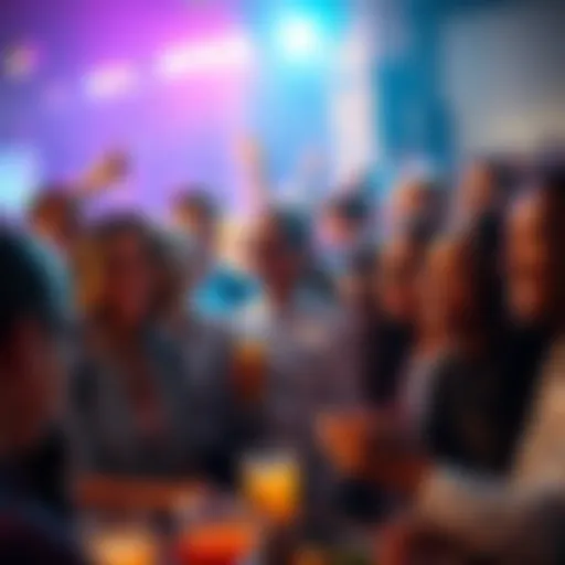 A diverse group of people coming together with smiles, sharing joyful moments at an event, both in-person and online.