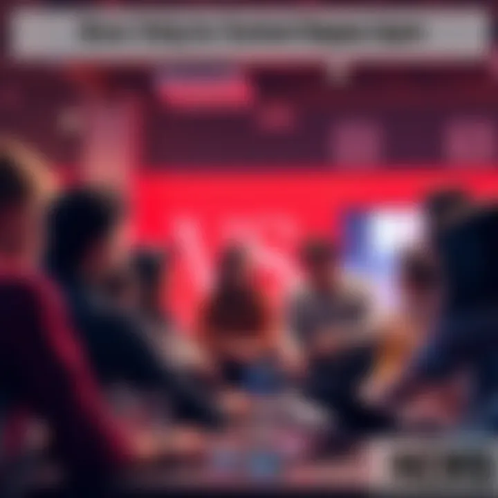 A group of people engaged in a heated discussion about content voting issues in a community setting.