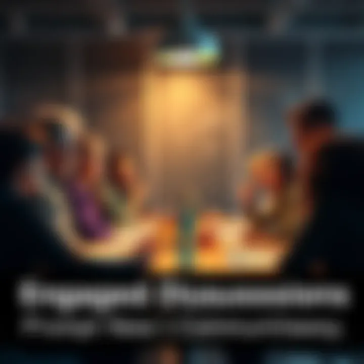 A diverse group of people sharing ideas at a roundtable, showing enthusiasm and collaboration.