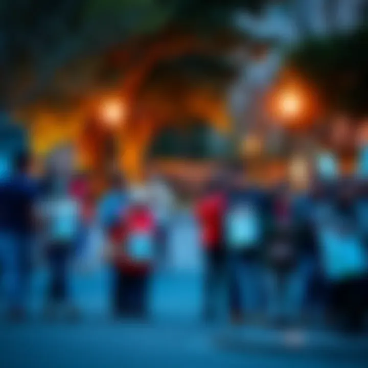A diverse group of people raising funds with donation boxes in a community park