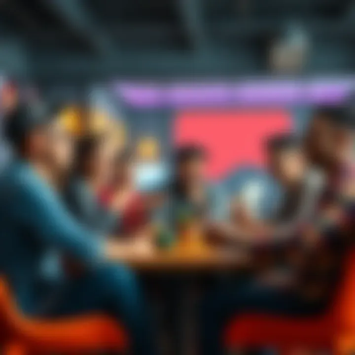 A group of diverse individuals engaging in a discussion online, expressing thanks and support to one another in a warm, friendly environment.