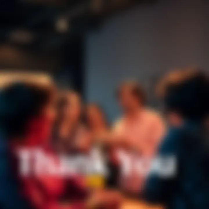 Group of people expressing thanks and appreciation in a community gathering, sharing positive sentiments about Leaper.