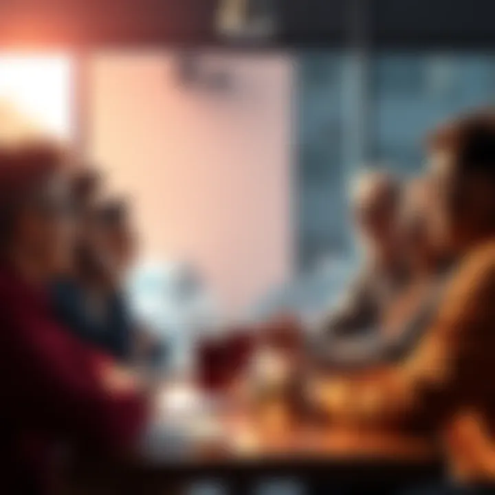 A group of people engaged in a serious discussion about the role of humor in their community