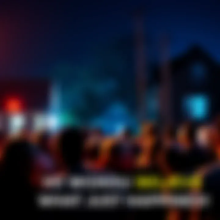 People gathering in surprise after a surprising event in the neighborhood