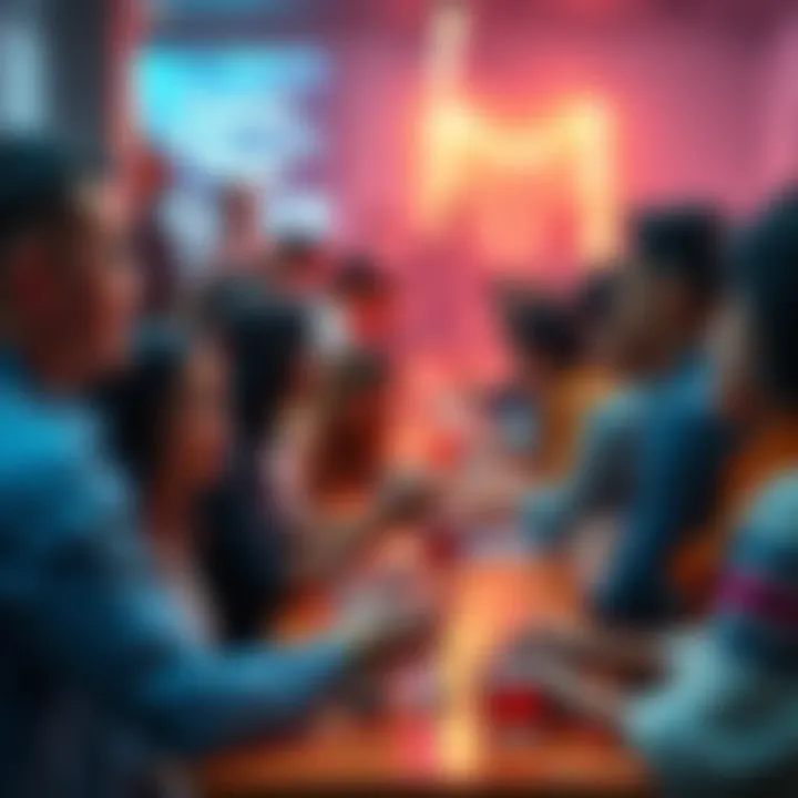 A vibrant digital forum with diverse people engaging and sharing ideas about 1s Plat3 in 2026.