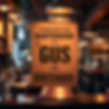 A community poster asking about the whereabouts of Gus the bartender, featuring a simple design with a picture of a bar and question marks around it.
