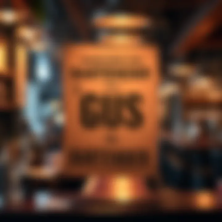 A community poster asking about the whereabouts of Gus the bartender, featuring a simple design with a picture of a bar and question marks around it.