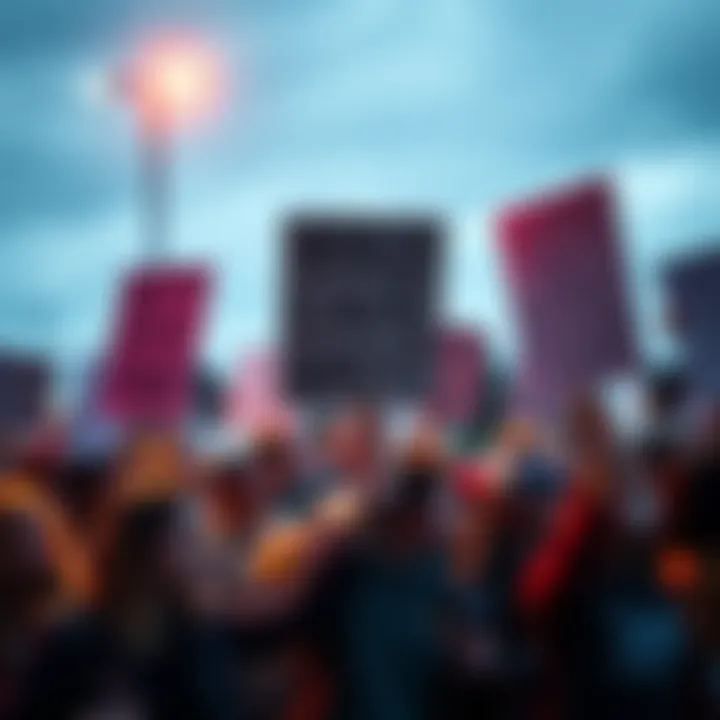 A group of people holding signs during a protest, expressing their concerns about local issues.