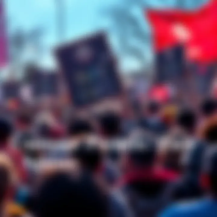 People gathering and holding signs to protest against Ted Faro's actions, expressing their anger and frustration