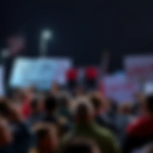 A group of people gathered with signs expressing their opinions on removing a controversial card, showing divided views and strong emotions.