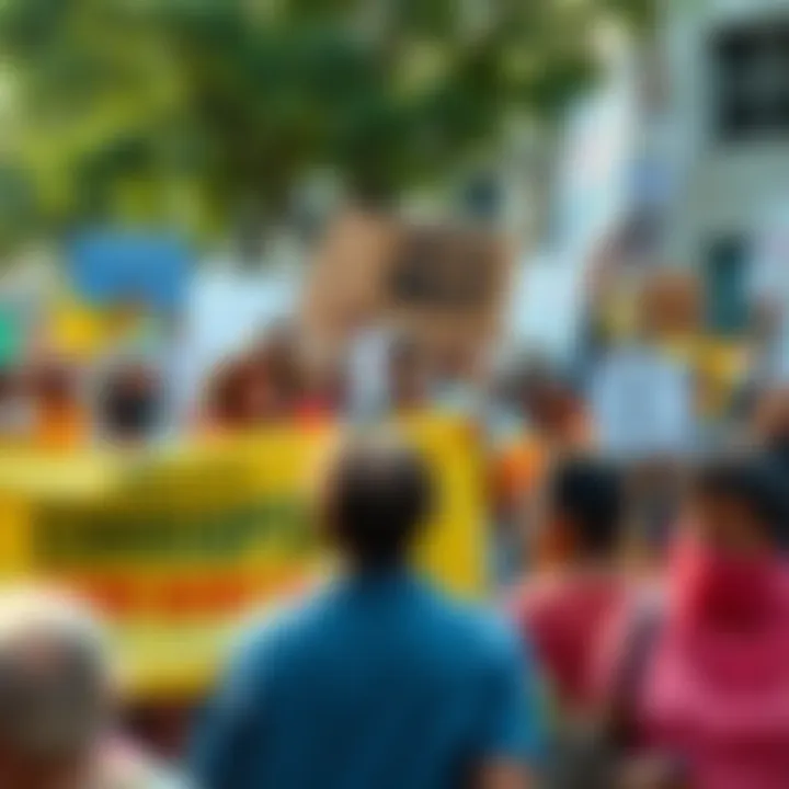A group of diverse people holding signs and banners advocating for transparency and accountability, gathered in a public space to protest against corruption.