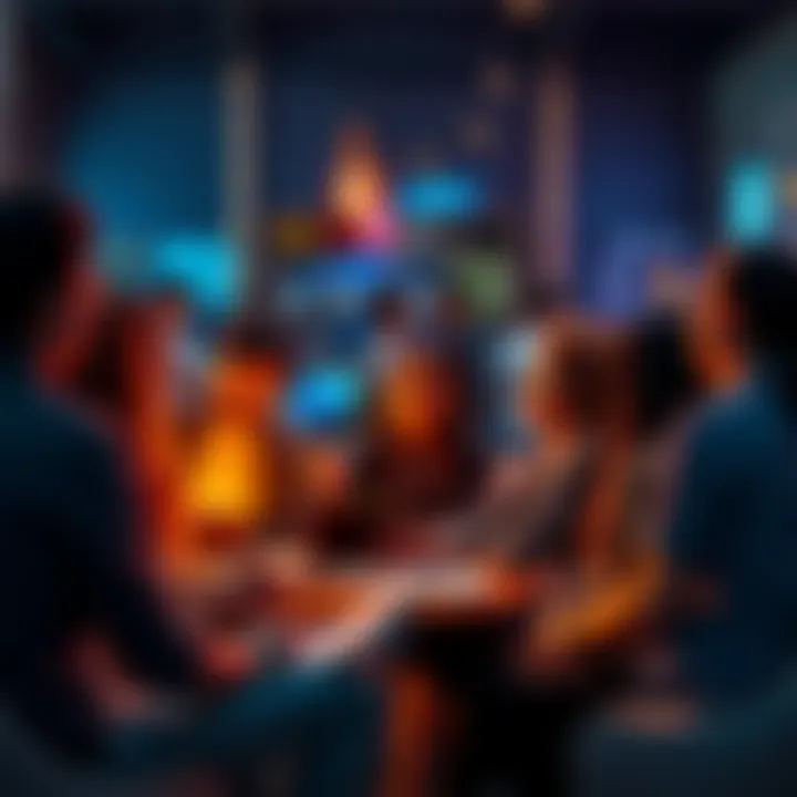 Grateful community sharing insights A diverse group of people discussing and sharing information in a friendly setting
