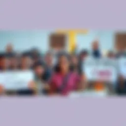 A diverse group of people gathered together, holding signs to show support for acquiring another core for their project, with determined expressions and a positive atmosphere.