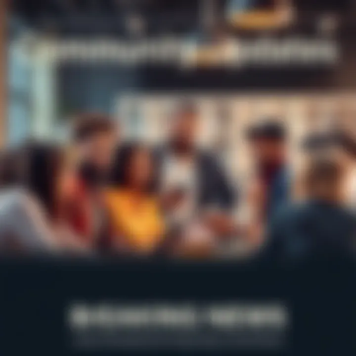 A group of diverse people discussing news and updates in a community setting