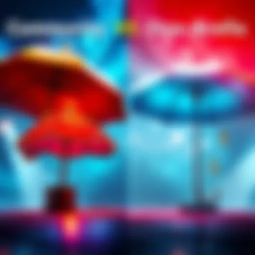 A side-by-side view of Community Brella and One-Shot Brella showing their unique designs and gameplay features.