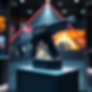 A detailed view of the Compact Anti Wyvern Gun showcased on a pedestal, highlighting its design and features.