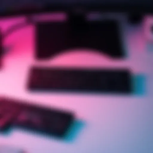 Compact Keyboard Layout A compact keyboard is shown on a tidy desk with a separate numpad beside it, highlighting a clean workspace.