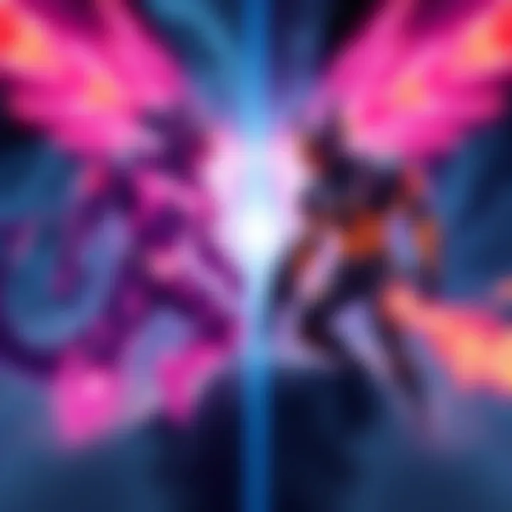 Illustration showing a side-by-side comparison of Phenmor and Crit Laetum builds highlighting their strength and effectiveness.