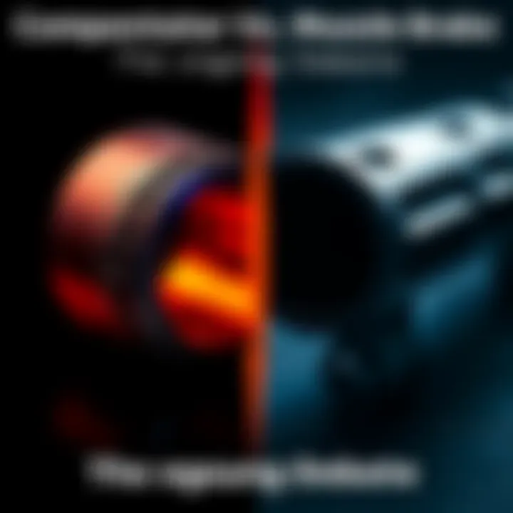 A side-by-side comparison of a compensator and a muzzle brake on firearms