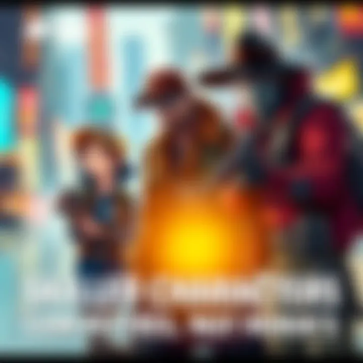 A mail carrier, detective, and ranger working together in a vibrant city setting, showcasing teamwork and competence over traditional heroics.