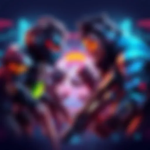 Various gaming characters from different competitive games facing off, highlighting the rivalry in hero shooters.