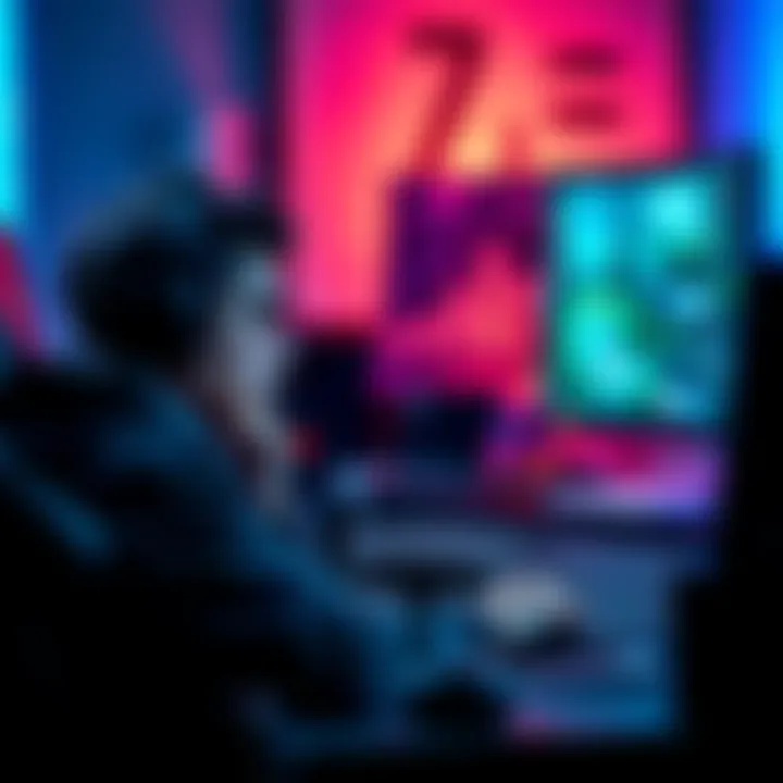 A competitive gamer sitting at a desk, reviewing gameplay footage on a computer screen, looking focused and determined to improve their skills.