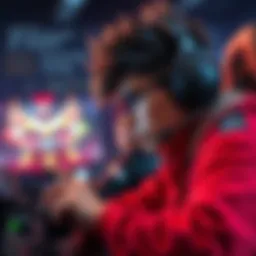 Competitive gamer showcasing skills A skilled gamer intensely focused on their screen, illustrating mastery of a single character in a competitive game.