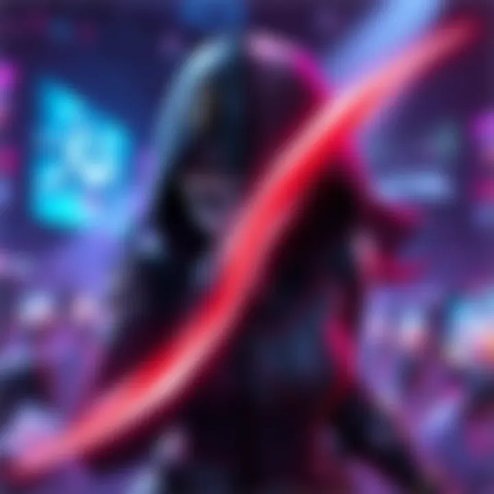 A split image showing a character from competitive gaming with a cross over it, representing the bans of Widowmaker and Sombra, amidst a chaotic gaming environment.