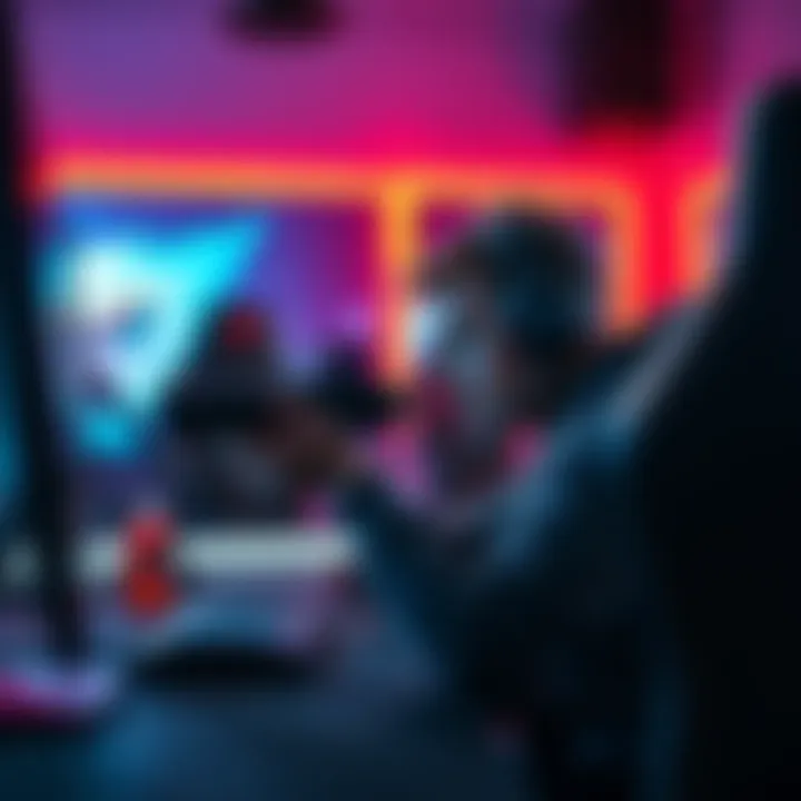 Competitive gaming elimination A player in a gaming setup targeting an opponent moments before extraction with a focused expression